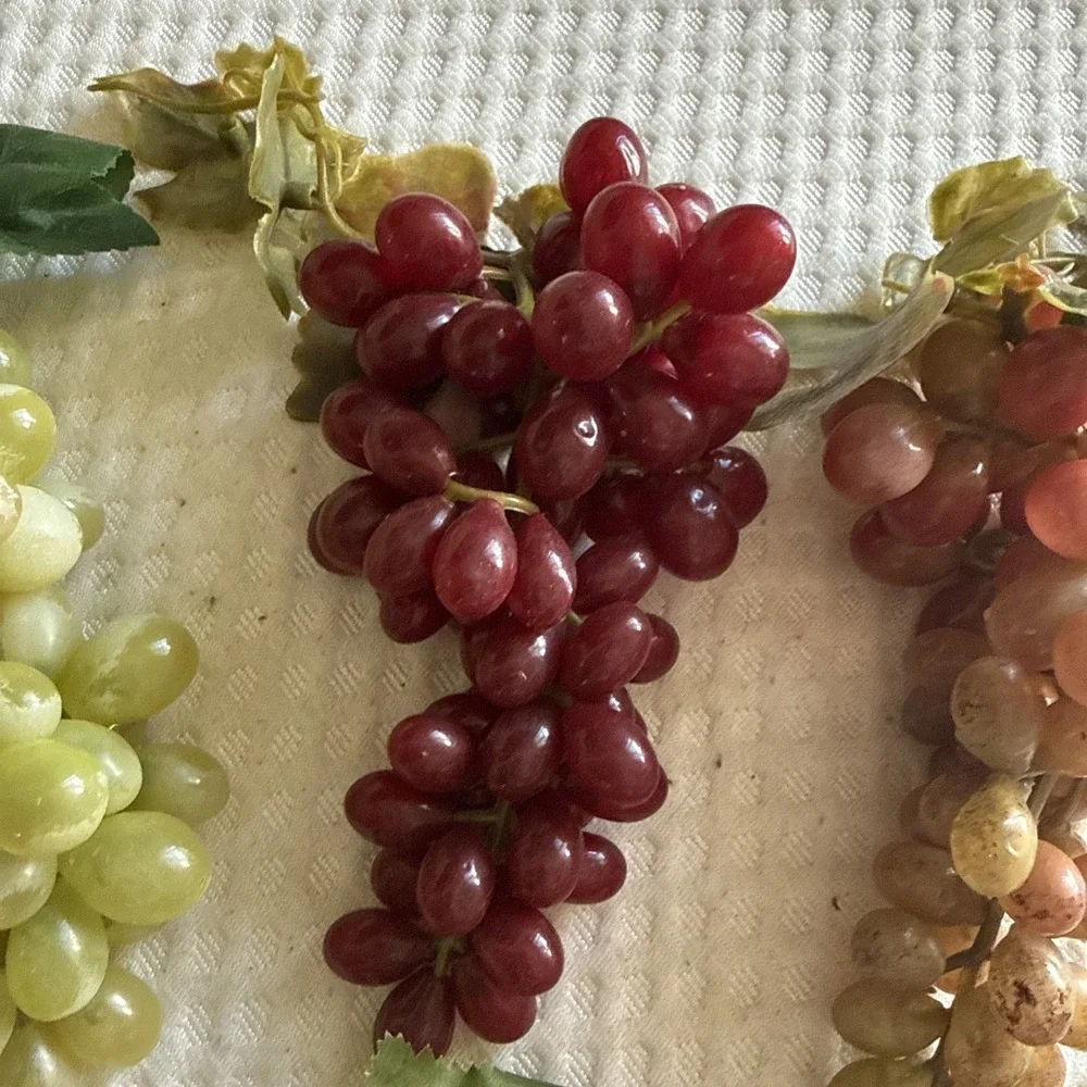Vintage Rubber Grapes Grape Lot 8 Bunches Plastic Multicolor Realistic Decor
